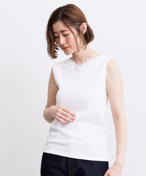 grove(グローブ)の「【抗菌防臭】2WAYレースタンク(タンクトップ・レディース・オフホワイト/ブラック/ナチュラル・04/01/03/02/05)」の12枚目の写真