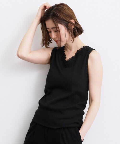 grove(グローブ)の「【抗菌防臭】2WAYレースタンク(タンクトップ・レディース・オフホワイト/ブラック/ナチュラル・04/01/03/02/05)」の17枚目の写真