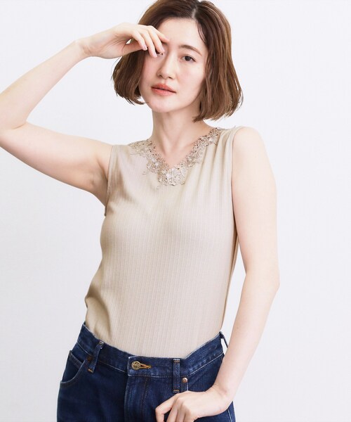 grove(グローブ)の「【抗菌防臭】2WAYレースタンク(タンクトップ・レディース・オフホワイト/ブラック/ナチュラル・04/01/03/02/05)」の8枚目の写真