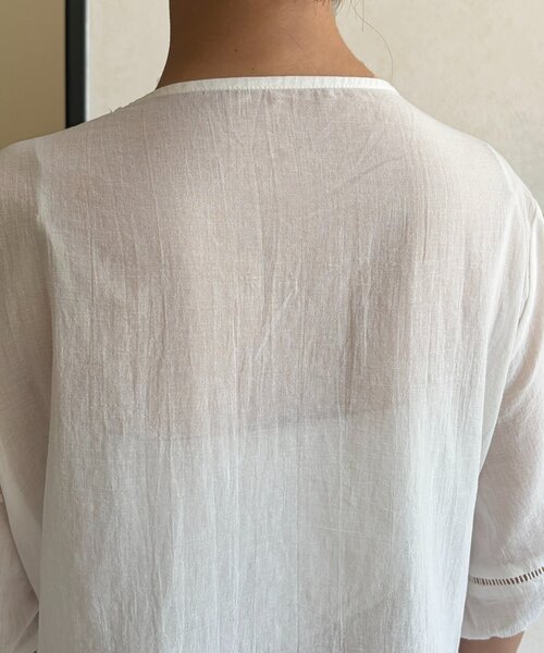 Chez toi（シェトワ）の「フロント刺繍レース5分袖ブラウス（シャツ/ブラウス・レディース・ホワイト/チャコールグレー・FREE）」の14枚目の写真
