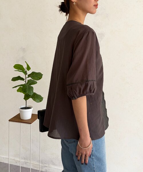 Chez toi（シェトワ）の「フロント刺繍レース5分袖ブラウス（シャツ/ブラウス・レディース・ホワイト/チャコールグレー・FREE）」の20枚目の写真