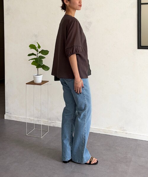 Chez toi（シェトワ）の「フロント刺繍レース5分袖ブラウス（シャツ/ブラウス・レディース・ホワイト/チャコールグレー・FREE）」の22枚目の写真