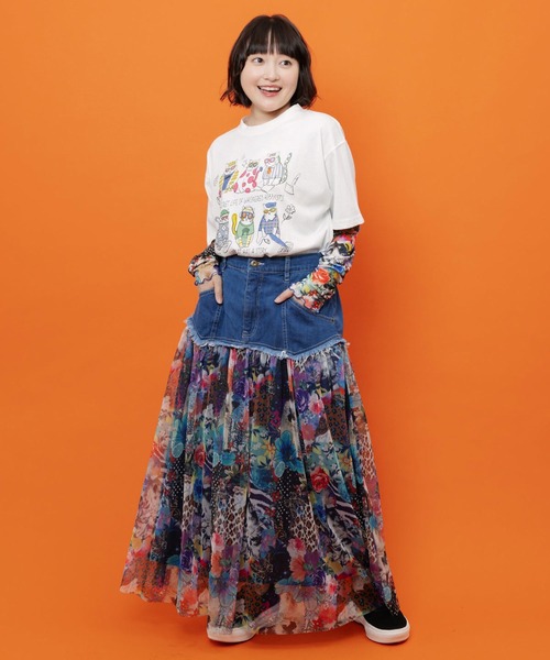 ScoLar(スカラー)の「ScoLar(スカラー) 2柄展開 デニム×チュール切替スカート(デニムスカート・レディース・ブラック/ネイビー・MEDIUM)」の16枚目の写真