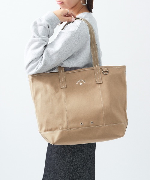 CONVERSE（コンバース）の「【CONVERSE】CV AS CANVAS TOTE BAG M（トートバッグ・レディース・ベージュ/グレー/ネイビー/オフホワイト/ブラウン/レッド/ブラック/カーキ・FREE）」の5枚目の写真