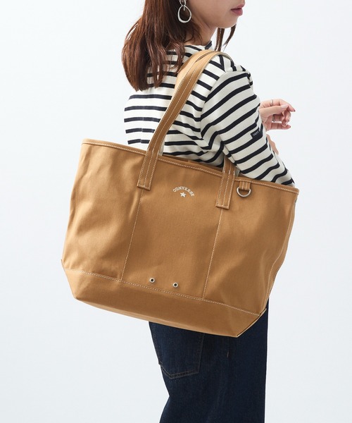 CONVERSE（コンバース）の「【CONVERSE】CV AS CANVAS TOTE BAG M（トートバッグ・レディース・ベージュ/グレー/ネイビー/オフホワイト/ブラウン/レッド/ブラック/カーキ・FREE）」の4枚目の写真
