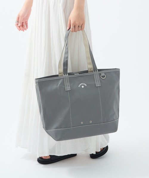 CONVERSE（コンバース）の「【CONVERSE】CV AS CANVAS TOTE BAG M（トートバッグ・レディース・ベージュ/グレー/ネイビー/オフホワイト/ブラウン/レッド/ブラック/カーキ・FREE）」の3枚目の写真
