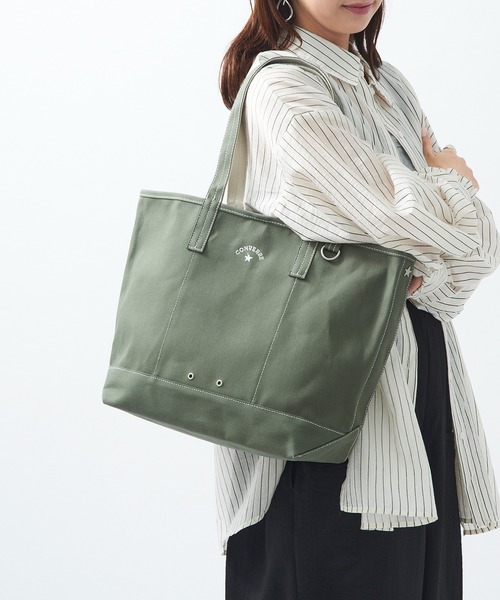 CONVERSE（コンバース）の「【CONVERSE】CV AS CANVAS TOTE BAG M（トートバッグ・レディース・ベージュ/グレー/ネイビー/オフホワイト/ブラウン/レッド/ブラック/カーキ・FREE）」の6枚目の写真