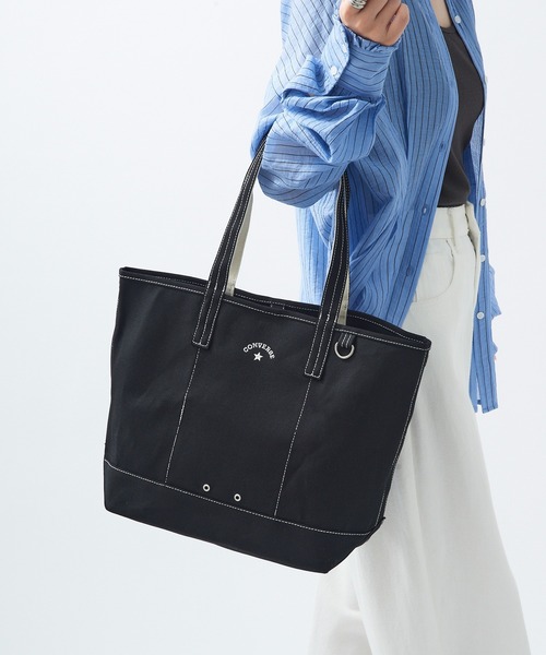 CONVERSE（コンバース）の「【CONVERSE】CV AS CANVAS TOTE BAG M（トートバッグ・レディース・ベージュ/グレー/ネイビー/オフホワイト/ブラウン/レッド/ブラック/カーキ・FREE）」の2枚目の写真