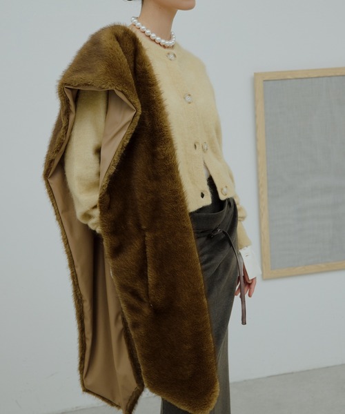 COLLAGE GALLARDAGALANTE(コラージュガリャルダガランテ)の「モヘアミックスカーディガン/CEPIE.(カーディガン/ボレロ・レディース・イエロー/ダークグレー/ブルー・FREE)」の5枚目の写真