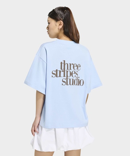 adidas(アディダス)の「W 3STRIPES STUDIO LOOSE Tシャツ / アディダス adidas(Tシャツ/カットソー・レディース・ブルー系その他・LARGE/MEDIUM/SMALL/X-LARGE)」の2枚目の写真