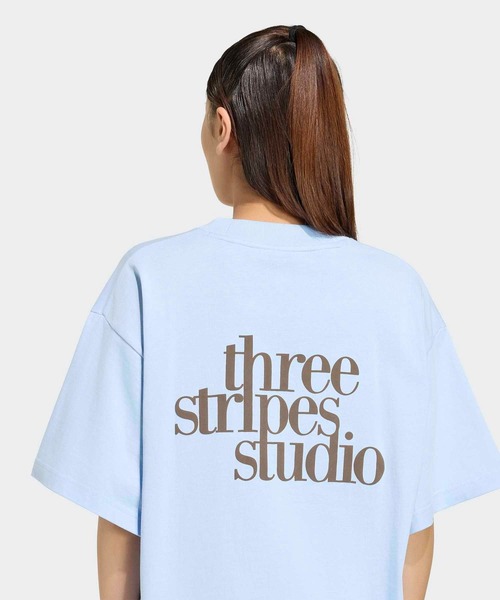 adidas(アディダス)の「W 3STRIPES STUDIO LOOSE Tシャツ / アディダス adidas(Tシャツ/カットソー・レディース・ブルー系その他・LARGE/MEDIUM/SMALL/X-LARGE)」の4枚目の写真