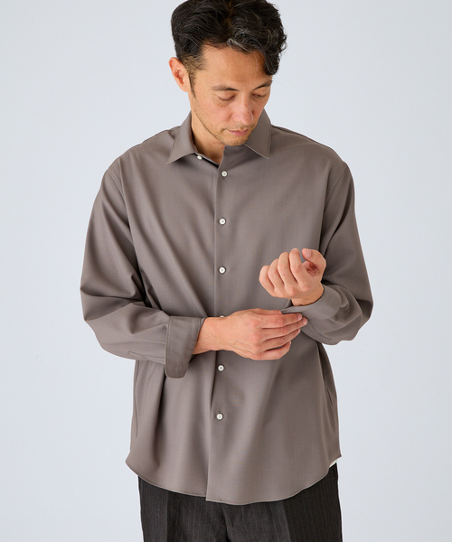 EDIFICE(エディフィス)の「ウール レギュラー シャツ(シャツ/ブラウス・メンズ・ブラウン/ブラック/アイボリー・SMALL/MEDIUM/LARGE)」の3枚目の写真