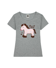 PINK PONY レディース Uネックスリムフィット半袖Tシャツ 6 COLORS