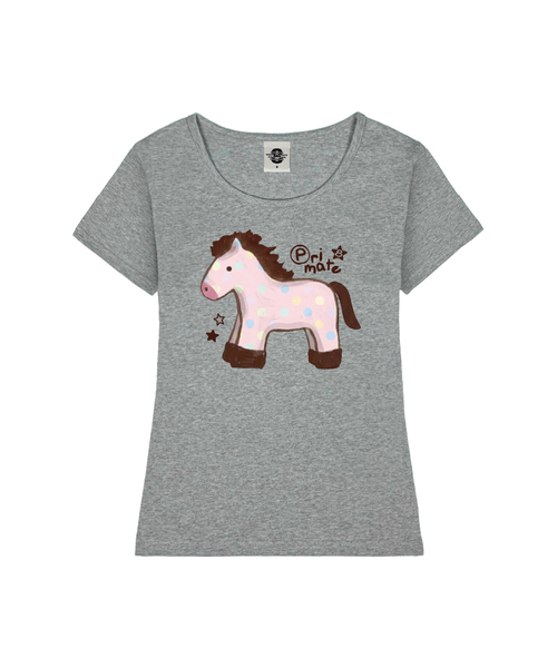 PRIMATE(プライメイト)の「PINK PONY レディース Uネックスリムフィット半袖Tシャツ 6 COLORS(Tシャツ/カットソー・レディース・ホワイト/ネイビー/ミント/ブラック/ピンク/ミックスグレー・MEDIUM/SMALL)」の3枚目の写真
