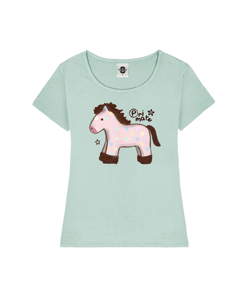 PRIMATE(プライメイト)の「PINK PONY レディース Uネックスリムフィット半袖Tシャツ 6 COLORS(Tシャツ/カットソー・レディース・ホワイト/ネイビー/ミント/ブラック/ピンク/ミックスグレー・MEDIUM/SMALL)」の4枚目の写真