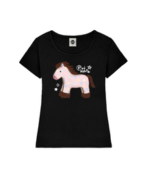 PINK PONY レディース Uネックスリムフィット半袖Tシャツ 6 COLORS