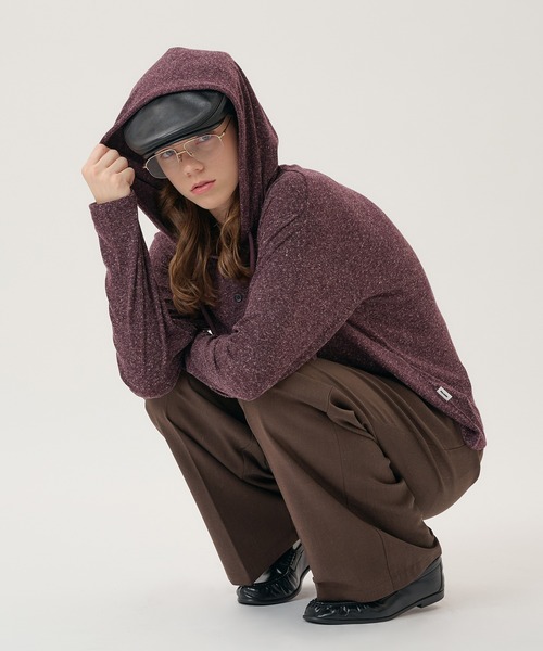 Perushu(ペルーシュ)の「HENLEY RAGLAN NEP HOODED LONG SLEEVE TSHIRT/ヘンリーラグランネップフードロンT(Tシャツ/カットソー・メンズ・パープル/チャコールグレー/オリーブ・LARGE/MEDIUM)」の22枚目の写真