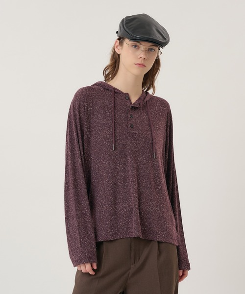 Perushu(ペルーシュ)の「HENLEY RAGLAN NEP HOODED LONG SLEEVE TSHIRT/ヘンリーラグランネップフードロンT(Tシャツ/カットソー・メンズ・パープル/チャコールグレー/オリーブ・LARGE/MEDIUM)」の17枚目の写真