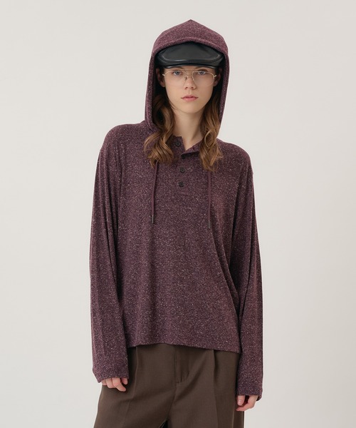 Perushu(ペルーシュ)の「HENLEY RAGLAN NEP HOODED LONG SLEEVE TSHIRT/ヘンリーラグランネップフードロンT(Tシャツ/カットソー・メンズ・パープル/チャコールグレー/オリーブ・LARGE/MEDIUM)」の16枚目の写真