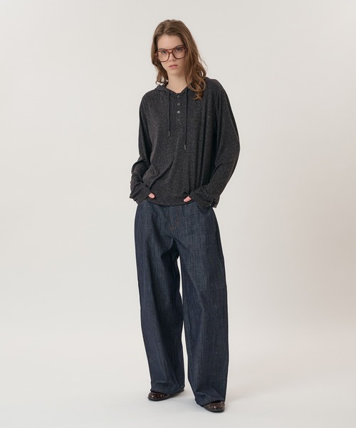 Perushu(ペルーシュ)の「HENLEY RAGLAN NEP HOODED LONG SLEEVE TSHIRT/ヘンリーラグランネップフードロンT(Tシャツ/カットソー・メンズ・パープル/チャコールグレー/オリーブ・LARGE/MEDIUM)」の5枚目の写真