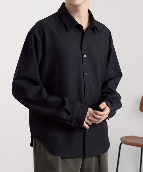 MONO-MART(モノマート)の「パウダーツイル コンパクトフィット ショート丈 レギュラーカラー長袖シャツ(シャツ/ブラウス・メンズ・ホワイト系/オフホワイト/ダークグレー/ライトベージュ/ブルー/ブラック・S/L/M)」の4枚目の写真