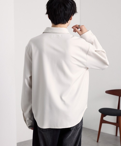 MONO-MART(モノマート)の「パウダーツイル コンパクトフィット ショート丈 レギュラーカラー長袖シャツ(シャツ/ブラウス・メンズ・ホワイト系/オフホワイト/ダークグレー/ライトベージュ/ブルー/ブラック・S/L/M)」の12枚目の写真