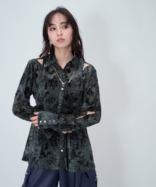 HARE(ハレ)の「オパールシアーシャツ(HARE)(シャツ/ブラウス・レディース・ブラック/ブラウン/グリーン・FREE)」の17枚目の写真