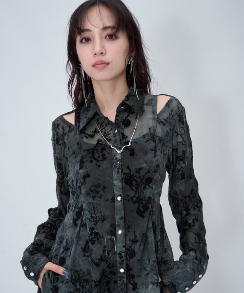 HARE(ハレ)の「オパールシアーシャツ(HARE)(シャツ/ブラウス・レディース・ブラック/ブラウン/グリーン・FREE)」の18枚目の写真