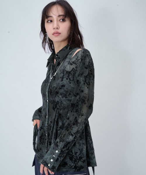 HARE(ハレ)の「オパールシアーシャツ(HARE)(シャツ/ブラウス・レディース・ブラック/ブラウン/グリーン・FREE)」の19枚目の写真