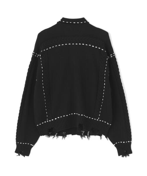 DANKE SCHON(ダンケシェーン)の「【WEB&DEPOT限定】DankeSchon/ダンケシェーン/HAND STITCH KNIT JACKET(その他アウター・レディース・ホワイト/ブラック/ブラウン・M/L/S)」の4枚目の写真