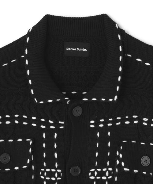 DANKE SCHON(ダンケシェーン)の「【WEB&DEPOT限定】DankeSchon/ダンケシェーン/HAND STITCH KNIT JACKET(その他アウター・レディース・ホワイト/ブラック/ブラウン・M/L/S)」の5枚目の写真
