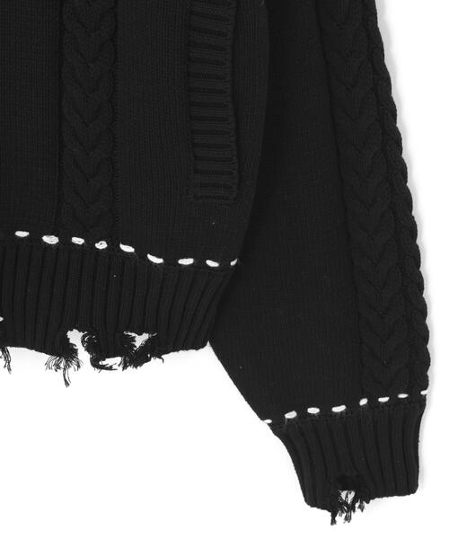 DANKE SCHON(ダンケシェーン)の「【WEB&DEPOT限定】DankeSchon/ダンケシェーン/HAND STITCH KNIT JACKET(その他アウター・レディース・ホワイト/ブラック/ブラウン・M/L/S)」の7枚目の写真