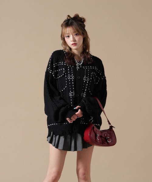 DANKE SCHON(ダンケシェーン)の「【WEB&DEPOT限定】DankeSchon/ダンケシェーン/HAND STITCH KNIT JACKET(その他アウター・レディース・ホワイト/ブラック/ブラウン・M/L/S)」の3枚目の写真