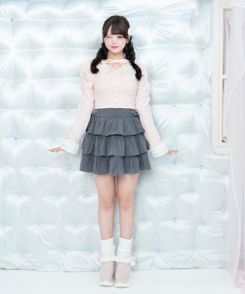 LAFARY(ラファリー)の「ルーズニット厚底ブーツ(ブーツ・レディース・ブラック/アイボリー/ピンク・MEDIUM/LARGE)」の4枚目の写真