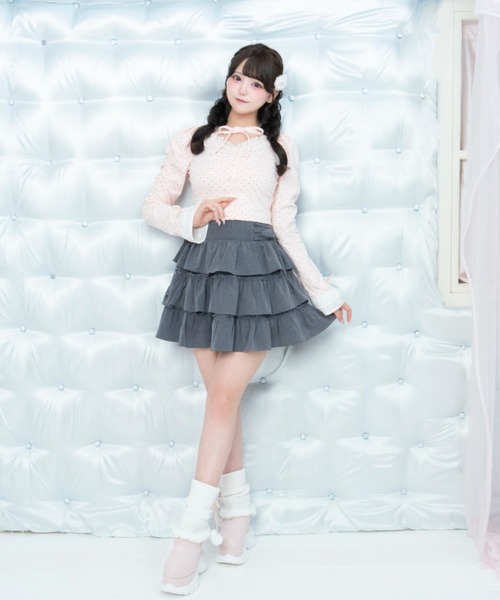 LAFARY(ラファリー)の「ルーズニット厚底ブーツ(ブーツ・レディース・ブラック/アイボリー/ピンク・MEDIUM/LARGE)」の7枚目の写真