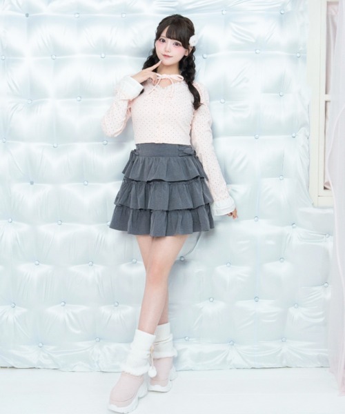 LAFARY(ラファリー)の「ルーズニット厚底ブーツ(ブーツ・レディース・ブラック/アイボリー/ピンク・MEDIUM/LARGE)」の8枚目の写真