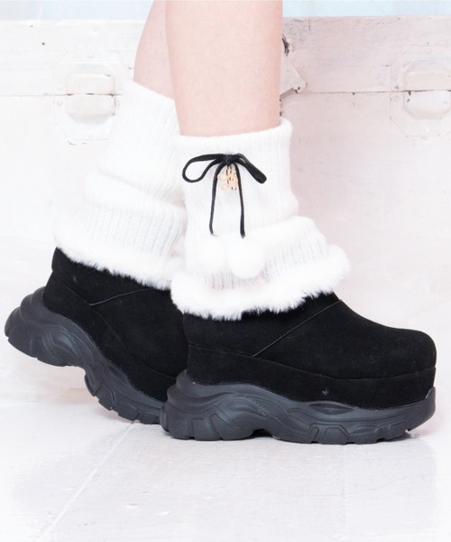 LAFARY(ラファリー)の「ルーズニット厚底ブーツ(ブーツ・レディース・ブラック/アイボリー/ピンク・MEDIUM/LARGE)」の10枚目の写真