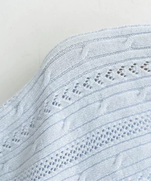 LA POMME petit（ラポミ・プチ）の「Square Neck Drawstring Knit Top/スクエアネックドローストリングニットトップス（Tシャツ/カットソー・レディース・ピンク/アイボリー/ブラック/ブルー・FREE）」の7枚目の写真