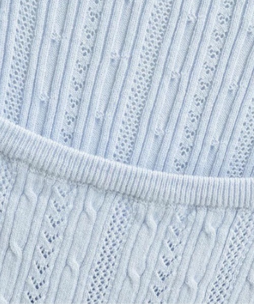 LA POMME petit（ラポミ・プチ）の「Square Neck Drawstring Knit Top/スクエアネックドローストリングニットトップス（Tシャツ/カットソー・レディース・ピンク/アイボリー/ブラック/ブルー・FREE）」の8枚目の写真