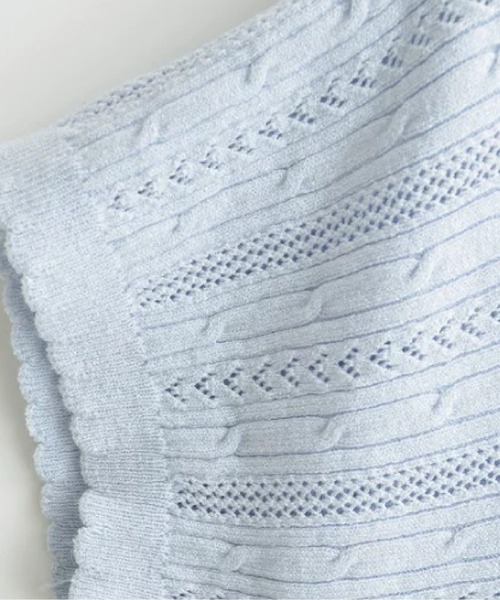 LA POMME petit（ラポミ・プチ）の「Square Neck Drawstring Knit Top/スクエアネックドローストリングニットトップス（Tシャツ/カットソー・レディース・ピンク/アイボリー/ブラック/ブルー・FREE）」の5枚目の写真