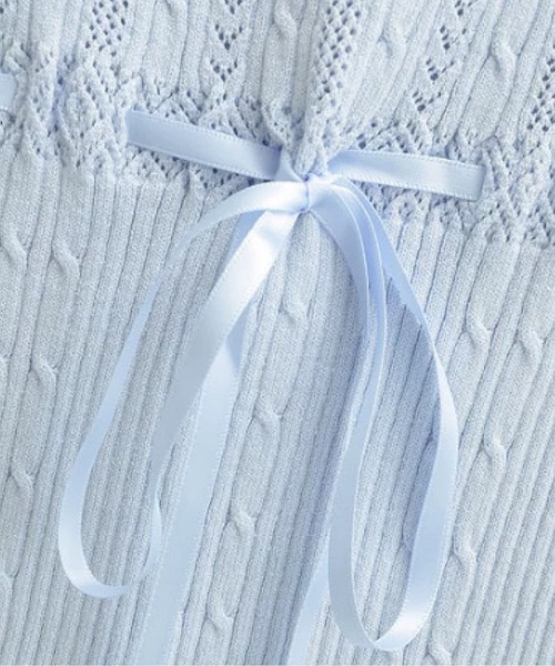 LA POMME petit（ラポミ・プチ）の「Square Neck Drawstring Knit Top/スクエアネックドローストリングニットトップス（Tシャツ/カットソー・レディース・ピンク/アイボリー/ブラック/ブルー・FREE）」の6枚目の写真
