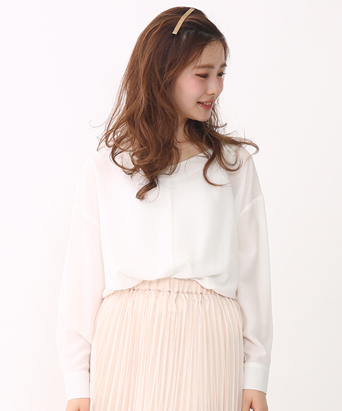 one after another NICE CLAUP(ワンアフターアナザーナイスクラップ)の「【ナイスクラップ】オトナ女子シャツ(シャツ/ブラウス・レディース・オフホワイト/ピンク/ストライプ・FREE)」の2枚目の写真