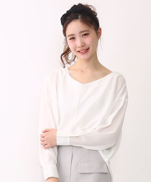 one after another NICE CLAUP(ワンアフターアナザーナイスクラップ)の「【ナイスクラップ】オトナ女子シャツ(シャツ/ブラウス・レディース・オフホワイト/ピンク/ストライプ・FREE)」の15枚目の写真