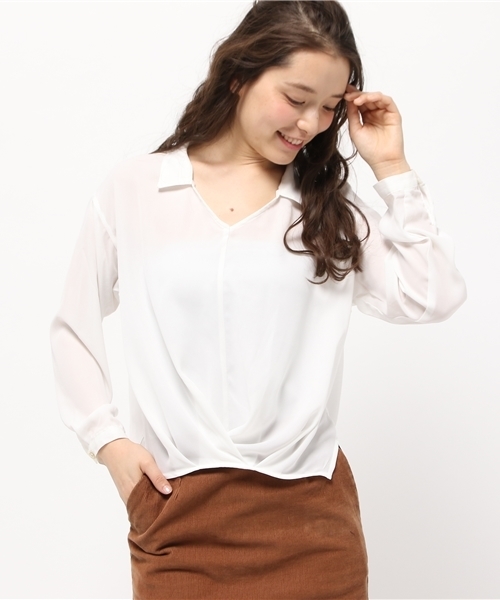 one after another NICE CLAUP(ワンアフターアナザーナイスクラップ)の「【ナイスクラップ】オトナ女子シャツ(シャツ/ブラウス・レディース・オフホワイト/ピンク/ストライプ・FREE)」の14枚目の写真