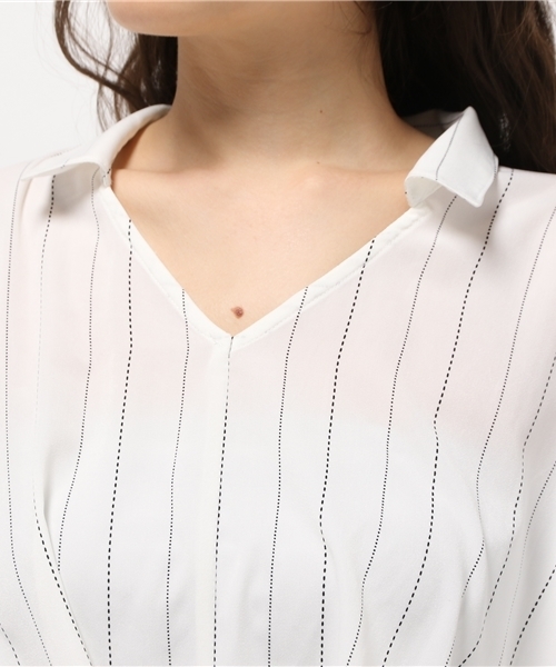 one after another NICE CLAUP(ワンアフターアナザーナイスクラップ)の「【ナイスクラップ】オトナ女子シャツ(シャツ/ブラウス・レディース・オフホワイト/ピンク/ストライプ・FREE)」の7枚目の写真