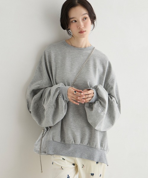 forksy.(フォルクシー)の「【forksy.】<モンスターシリーズ>ギャザースリーブ オーバーサイズスウェッティー / マシンウォッシャブル・イージーケア(スウェット・レディース・ブラウン/グレイッシュブルー/杢グレー/バーガンディー/ブラック/アイボリー・FREE)」の3枚目の写真