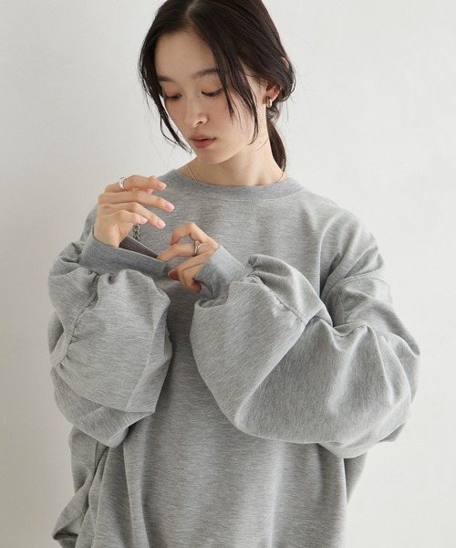 forksy.(フォルクシー)の「【forksy.】<モンスターシリーズ>ギャザースリーブ オーバーサイズスウェッティー / マシンウォッシャブル・イージーケア(スウェット・レディース・ブラウン/グレイッシュブルー/杢グレー/バーガンディー/ブラック/アイボリー・FREE)」の8枚目の写真