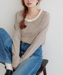 【WEB限定】マルチボーダーUネックロングスリーブ