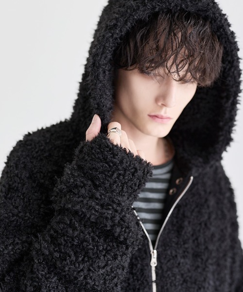 LILL(リル)の「ルーズシルエットファーZIPサムホールフードジャケット(その他アウター・メンズ・オフホワイト/ブラック・XL/L/M/S)」の20枚目の写真
