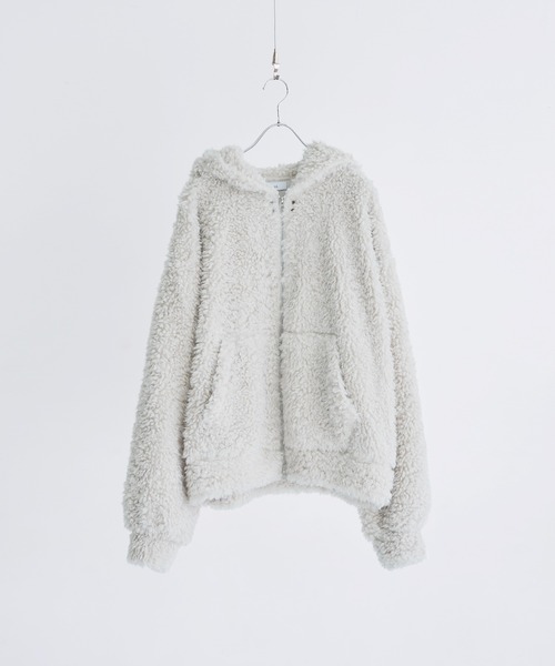 LILL(リル)の「ルーズシルエットファーZIPサムホールフードジャケット(その他アウター・メンズ・オフホワイト/ブラック・XL/L/M/S)」の8枚目の写真